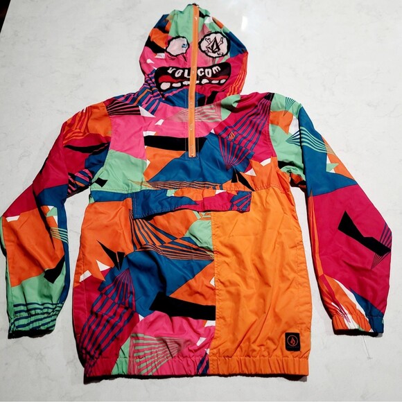 Volcom Smasher Jacket Abstract Full Hooded Face Zip Mask Y2K EUC YOUTH Medium - Picture 1 of 15